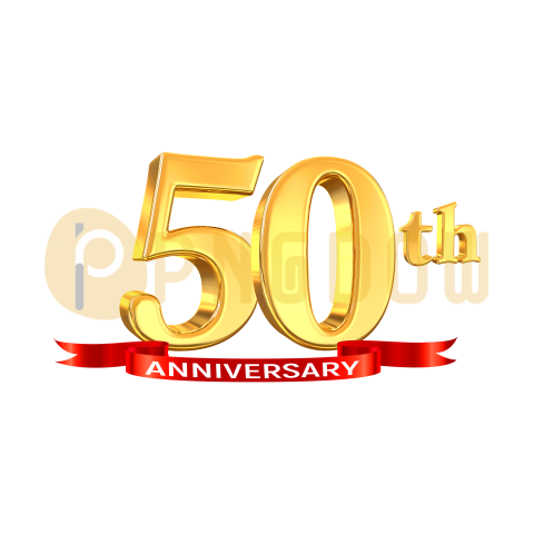 50th Year Anniversary Golden, transparent background for free