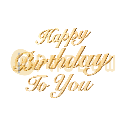 Happy Birthday 3d Text Gold, transparent background for free,