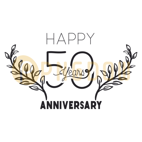 Happy Anniversary Number Fifty with Wreath Crown, transparent background for free, (2)