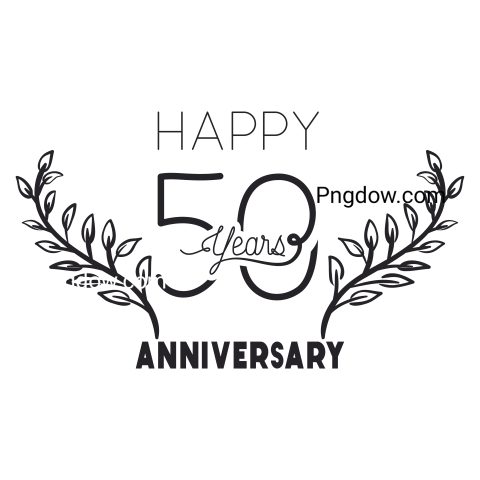 Happy Anniversary Number Fifty with Wreath Crown, transparent background for free, (2)