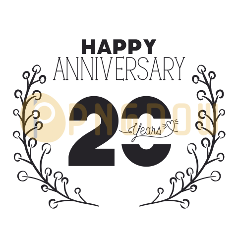 Happy Anniversary Number Twenty with Wreath Crown, transparent background for free, (1)