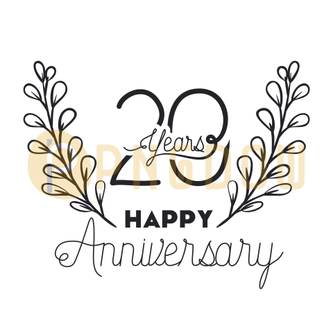 Happy Anniversary Number Twenty with Wreath Crown, transparent background for free, (3)