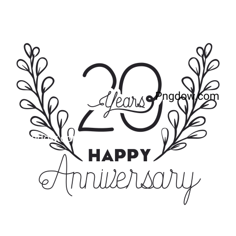 Happy Anniversary Number Twenty with Wreath Crown, transparent background for free, (3)