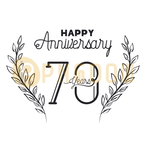 Happy Anniversary Number Seventy with Wreath Crown, transparent background for free (1)