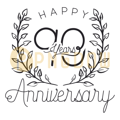 Happy Anniversary Number Ninety with Wreath Crown, transparent background for free (2)