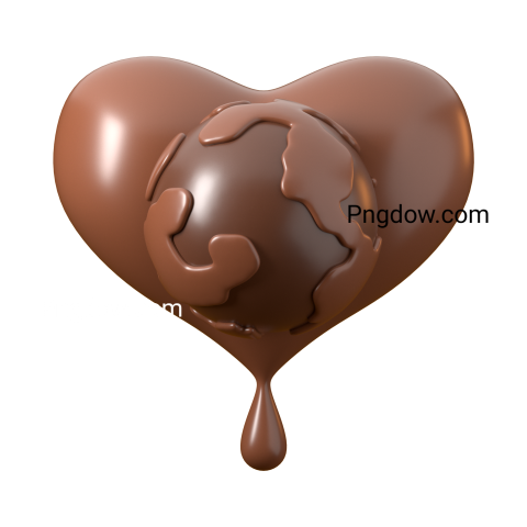 Love chocolate shape for world chocolate day 3d render, Png transplant Background for free