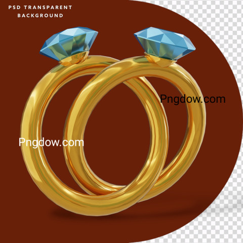 Premium PSD | 3D Couple Ring Illustration