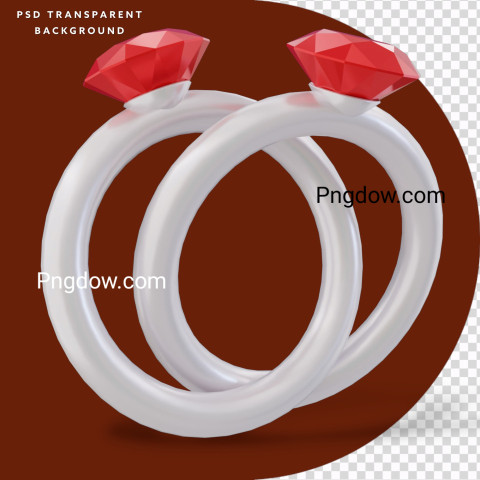 Premium PSD | 3D Couple Rings Illustration