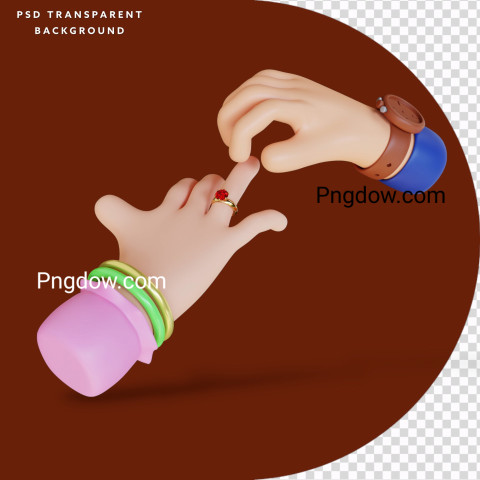 Premium PSD | 3d render hands putting rings