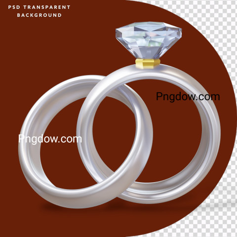 Premium PSD, 3d silver wedding rings transparent background
