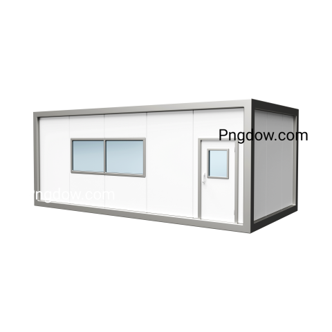 Isometric view of white mobile office buildings or container site office for construction site  Portable house and office cabins, 3D rendering, mock up