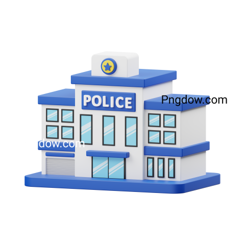 Police Office Building 3D Icon transparent Background for free