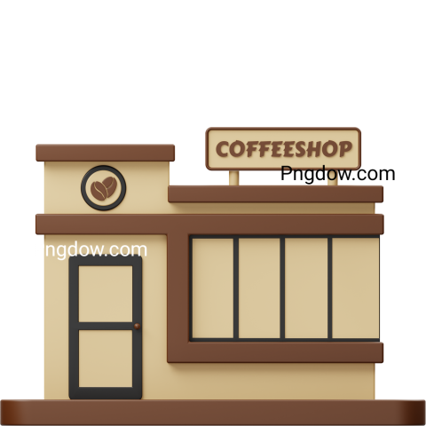 Coffee Shop Building 3D Icon, transparent Background for free