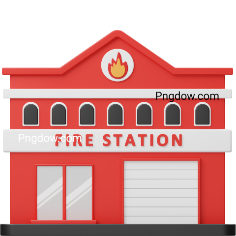 Fire Station Building 3D Icon transparent Background for free