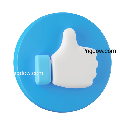 Free Png, 3d render of blue like icon in circle button, Social media concept