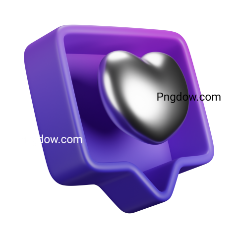 Free Png, Purple 3D Notify Heart