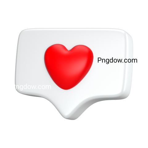 Free Png, heart chat notification 3d render