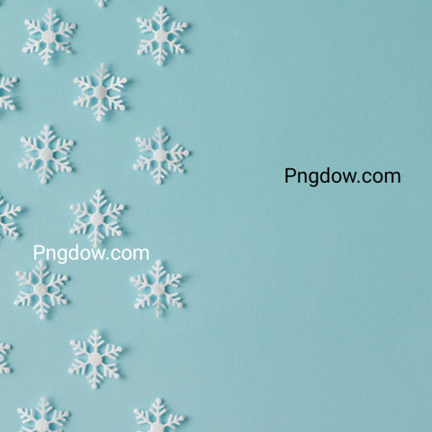 Winter pattern made of snowflakes on blue background  Winter con