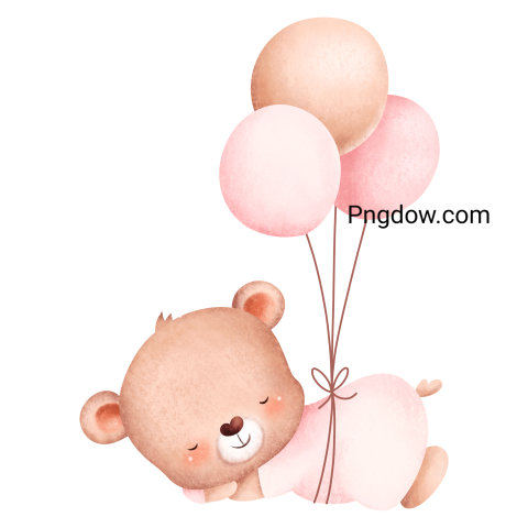 Teddy bear and balloons transparent Background,Teddy bear png, (71)