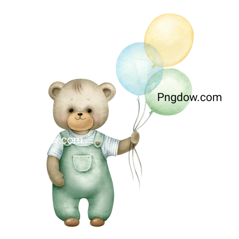 Teddy bear and balloons transparent Background,Teddy bear png, (44)