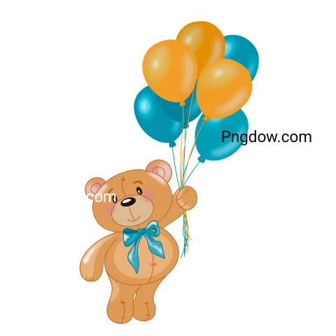 Teddy bear and balloons transparent Background,Teddy bear png, (45)