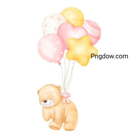 Teddy bear and balloons transparent Background,Teddy bear png, (46)