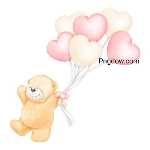 Teddy bear and balloons transparent Background,Teddy bear png, (49)