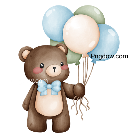 Teddy bear and balloons transparent Background,Teddy bear png, (48)