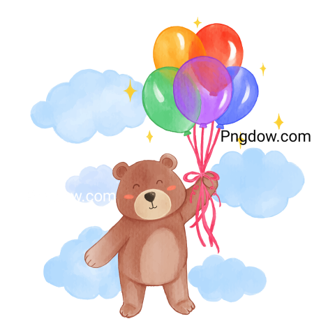 Teddy bear and balloons transparent Background,Teddy bear png, (56)