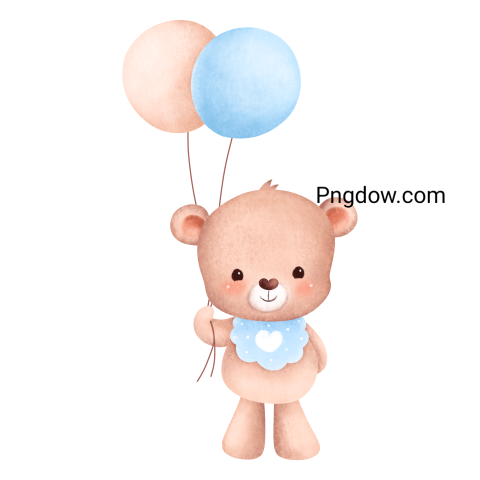 Teddy bear and balloons transparent Background,Teddy bear png, (65)