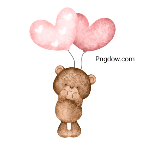 Teddy bear and balloons transparent Background,Teddy bear png, (62)