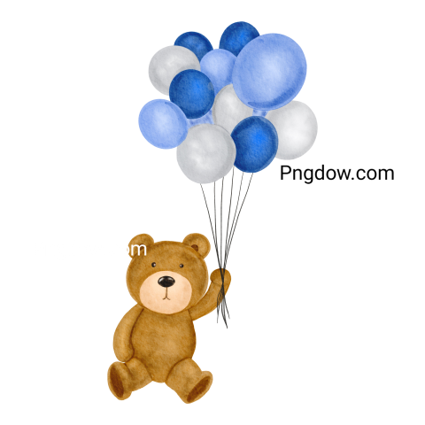 Teddy bear and balloons transparent Background,Teddy bear png, (66)