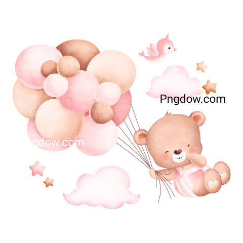 Teddy bear and balloons transparent Background,Teddy bear png, (58)