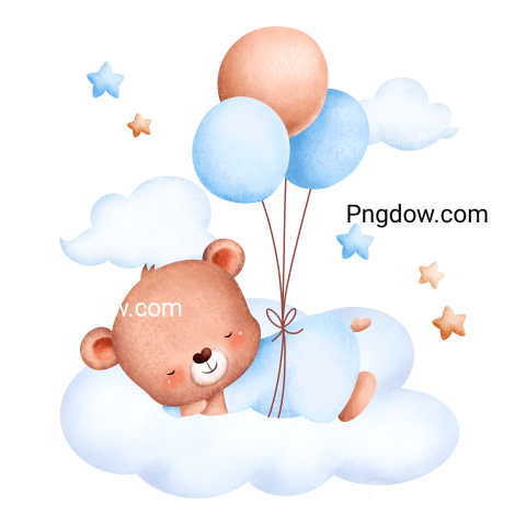 Teddy bear and balloons transparent Background,Teddy bear png, (64)