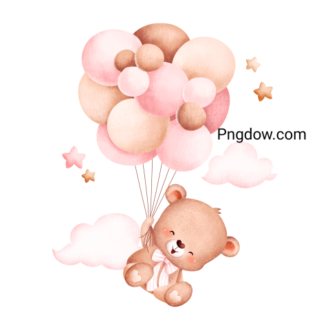 Teddy bear and balloons transparent Background,Teddy bear png, (68)