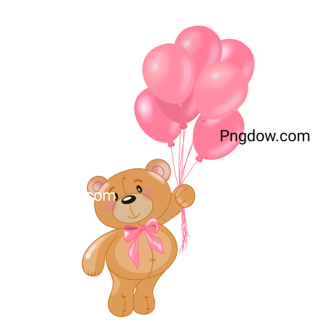 Teddy bear and balloons transparent Background,Teddy bear png, (33)