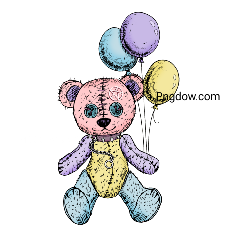 Teddy bear and balloons transparent Background,Teddy bear png, (35)