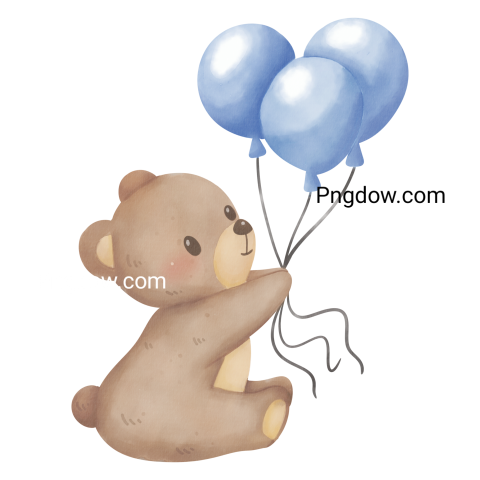 Teddy bear and balloons transparent Background,Teddy bear png, (41)