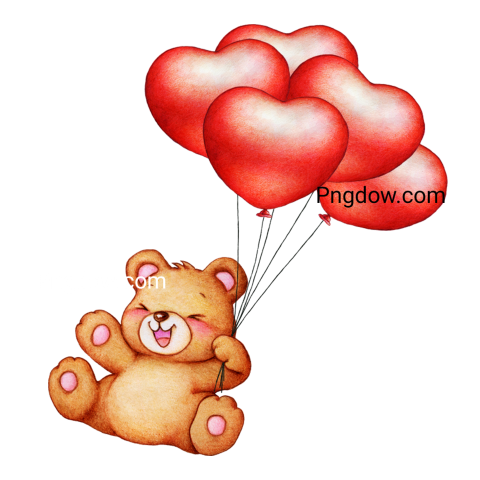 Teddy bear and balloons transparent Background,Teddy bear png, (9)