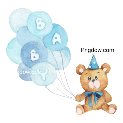 Teddy bear and balloons transparent Background,Teddy bear png, (37)