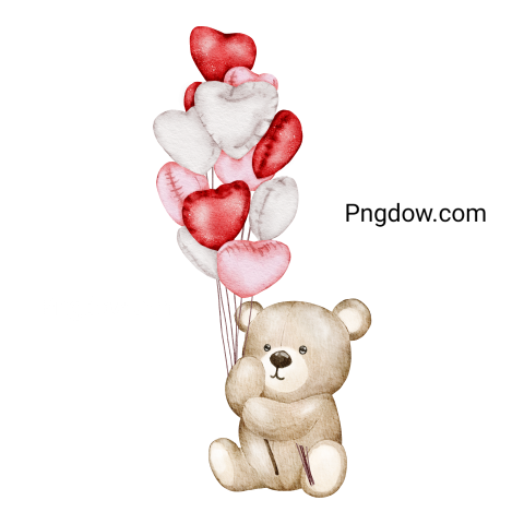 Teddy bear and balloons transparent Background,Teddy bear png, (16)