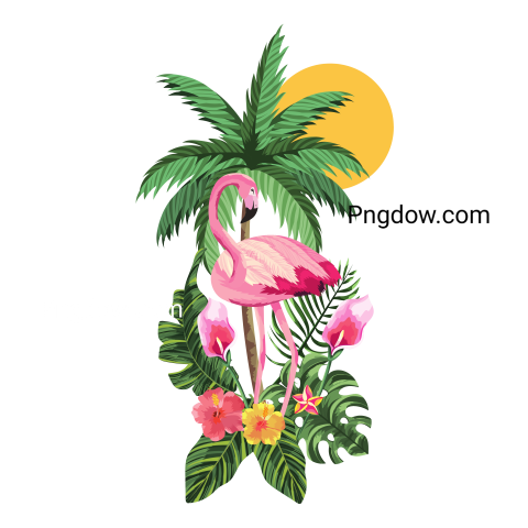 Tropical Flamingo Cartoon, PNG Image for Free