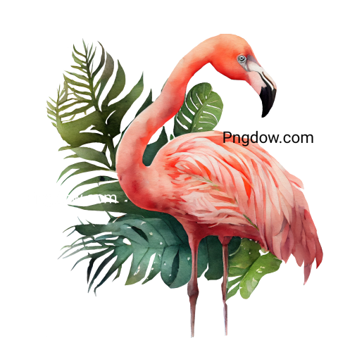 Pink Flamingo Watercolor, png transparent background for Free