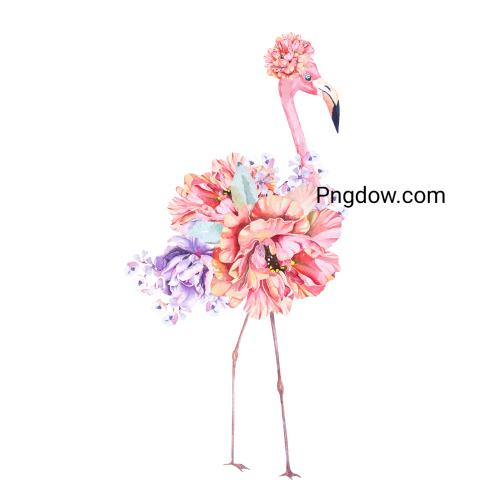 Flamingo Wildlife Bird Animal with Flower Designs for Free