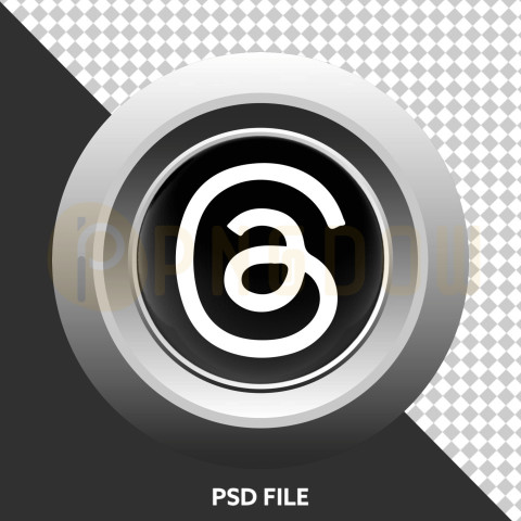 Free PSD | Threads apps 3d logo trend design style in round corner box icon asset