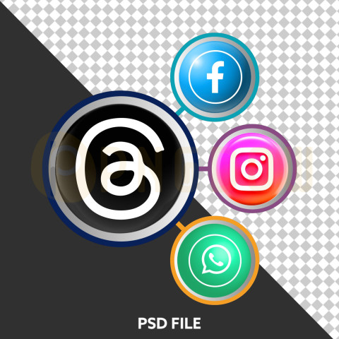 Free PSD | Threads Logo Instagram Logo Facebook logo WhatsApp logo