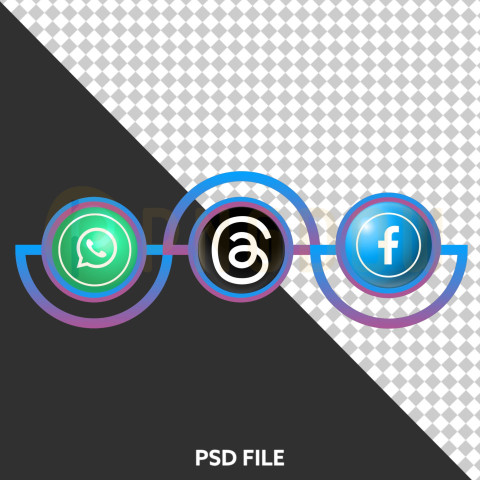 Free PSD | Threads Logo Facebook logo WhatsApp logo