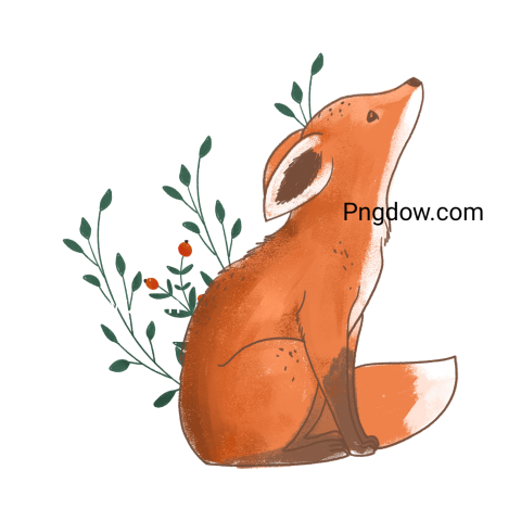 Watercolor Fox Illustration, transparent background for Free