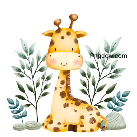Cute giraffe and leaves, for Free