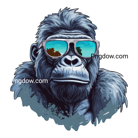 Hand drawn cool Gorilla sticker wear sunglass for Free